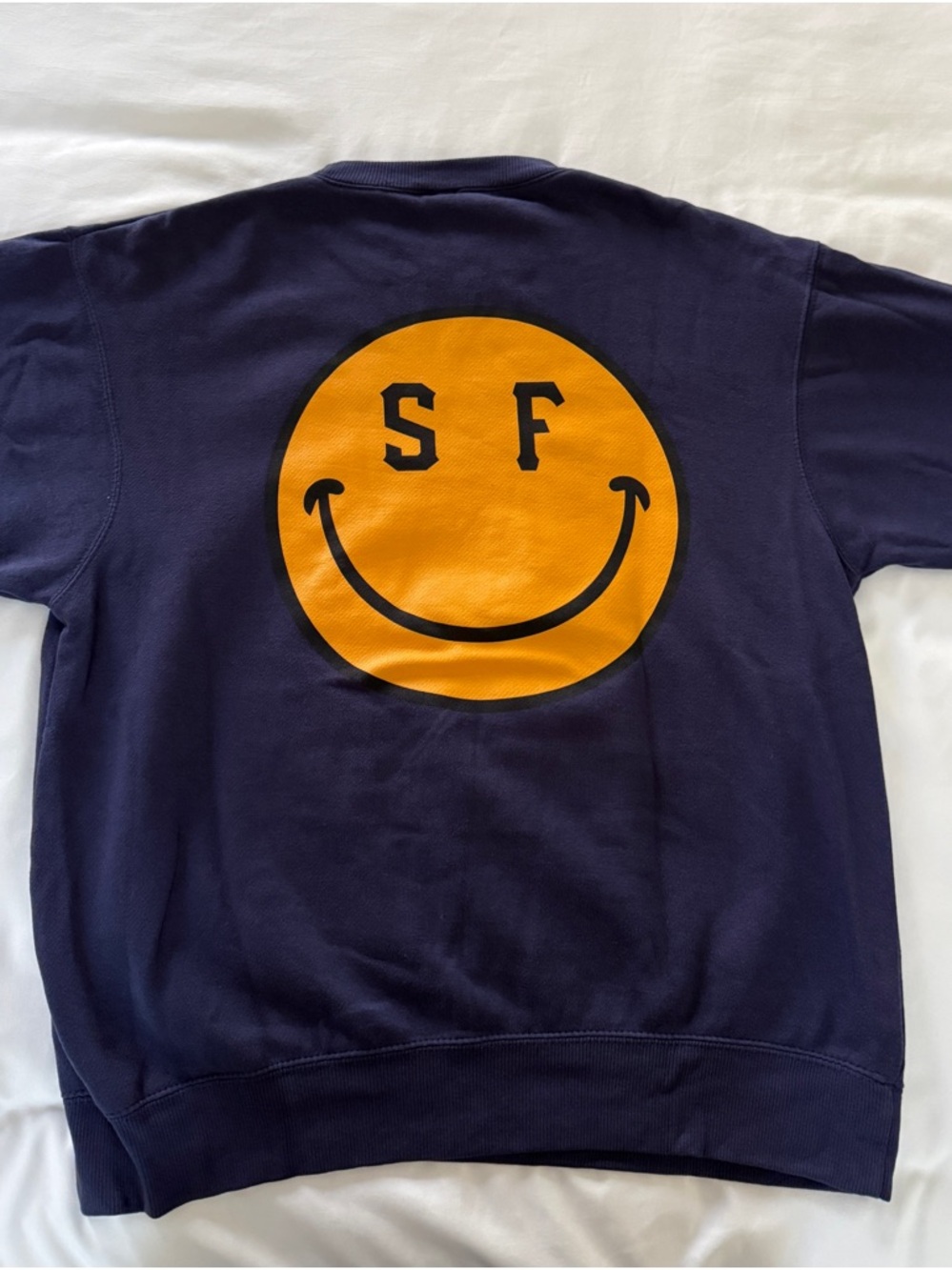 SF Navy Crewneck Sweater with Smiley